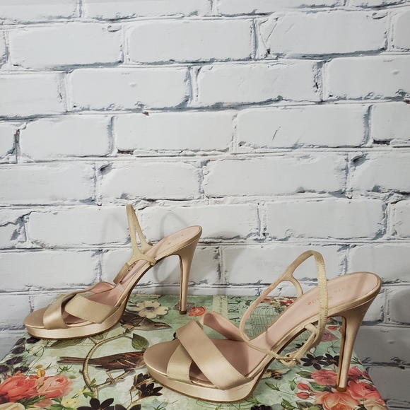 Kate Spade Cream Satin Heeled Sandals - Picture 2 of 8